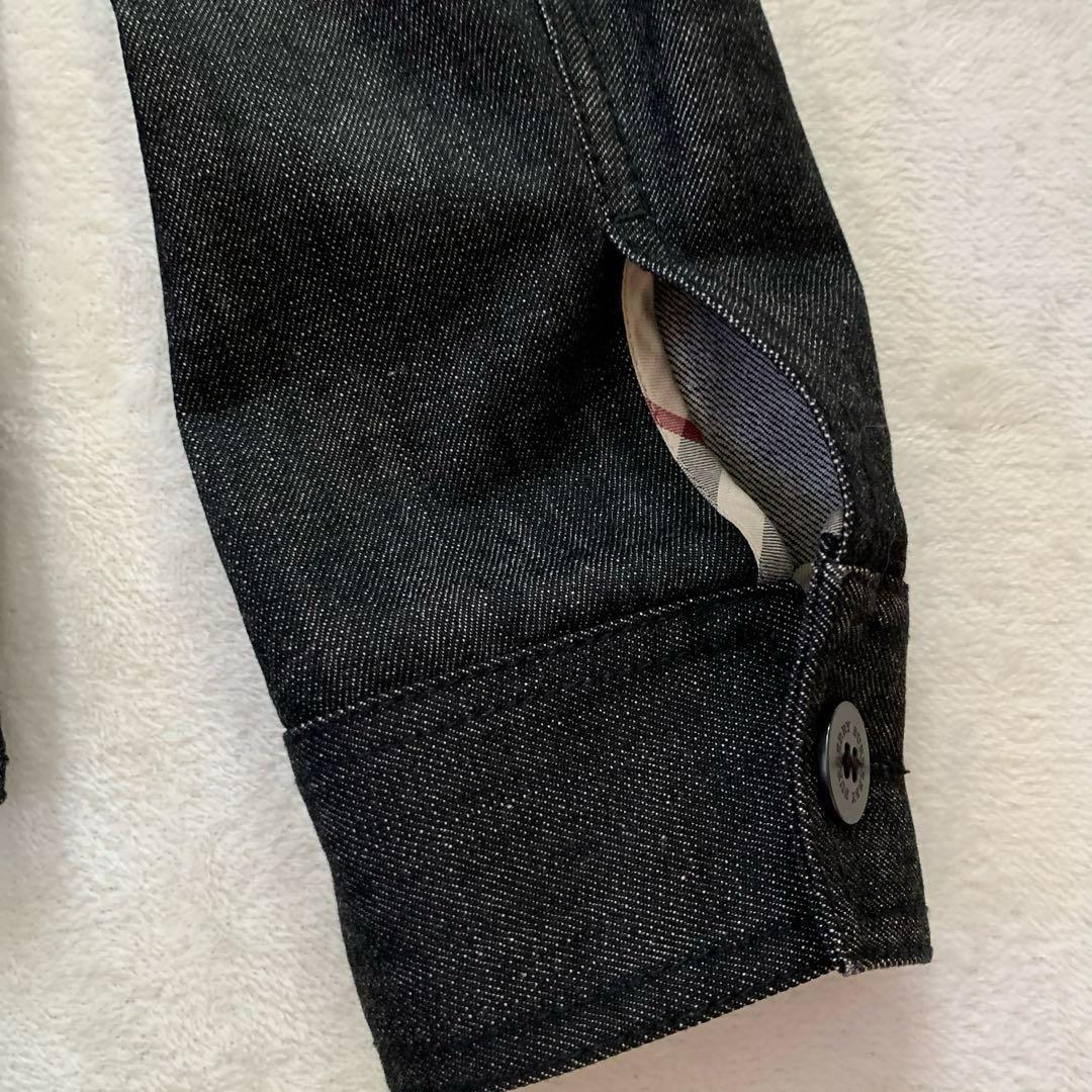 バーバリーロンドン　デニムジャケット　Ｌ　ブラックデニム　ベルト付　ノバチェック