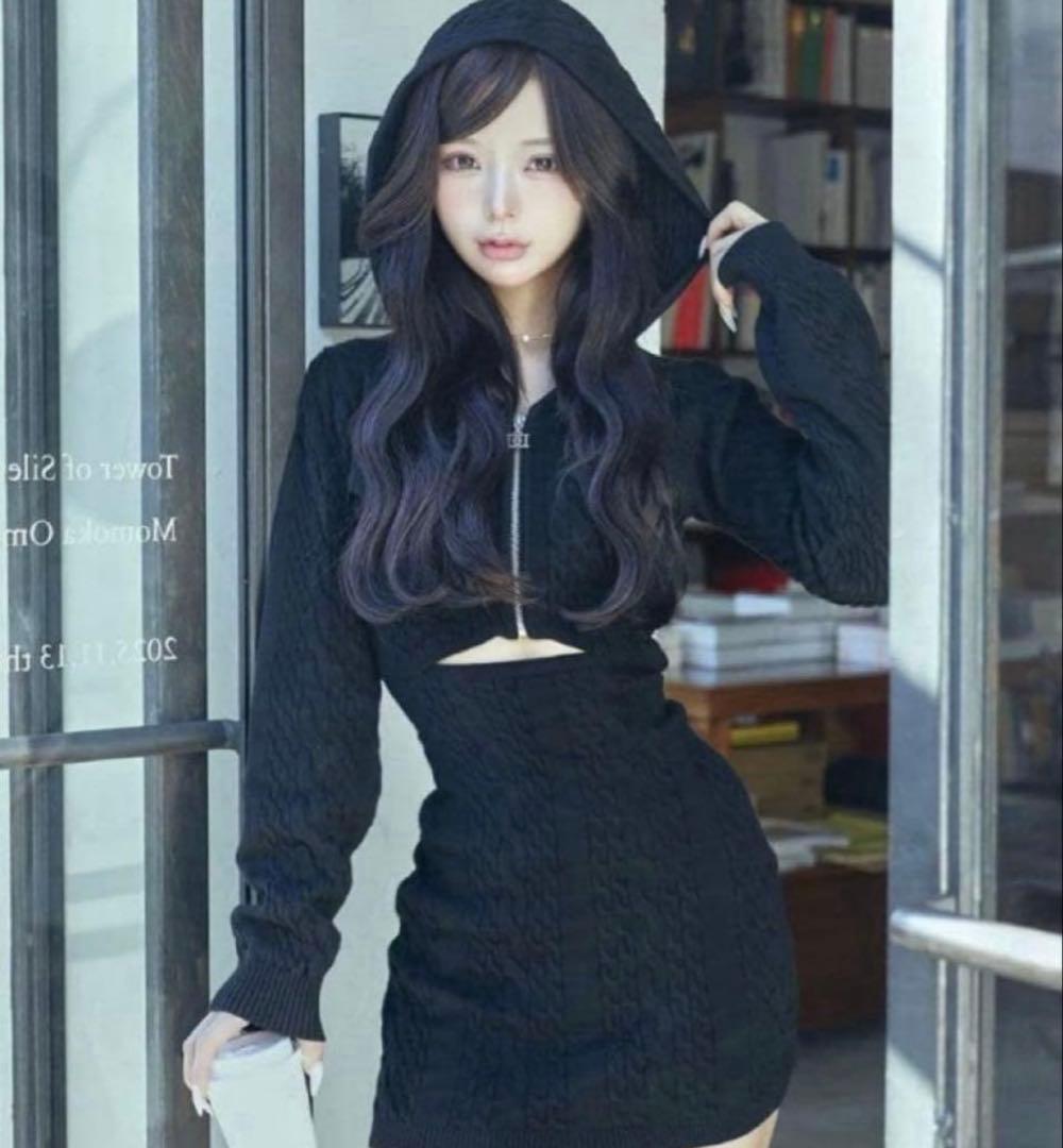 Darich ダーリッチ オープンケーブルニットミニワンピース FL