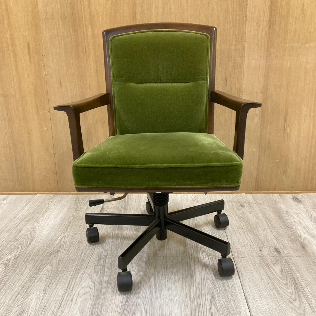 【マルニ】アームデスクチェア　オフィスチェア　椅子　地中海　モケットグリーン