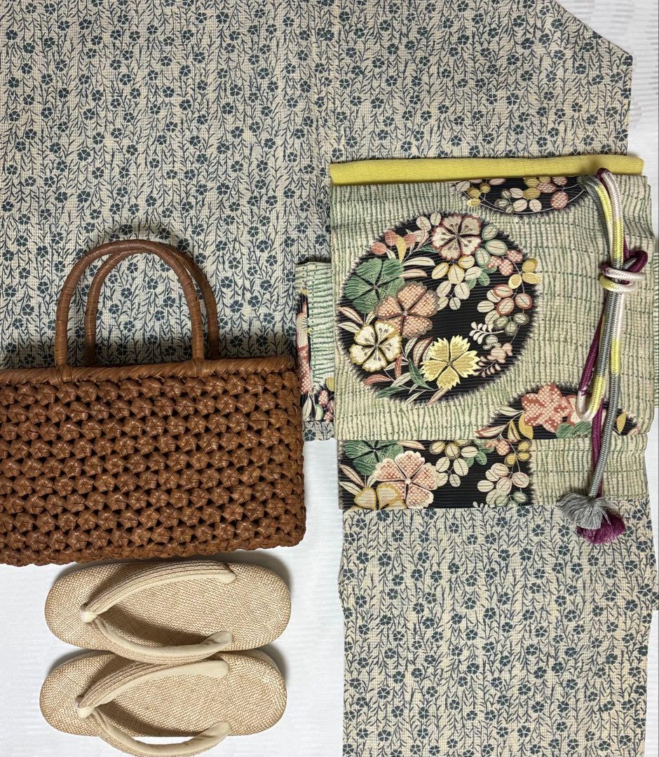 竺仙　絹紅梅　浴衣　撫子繋ぎ　難あり