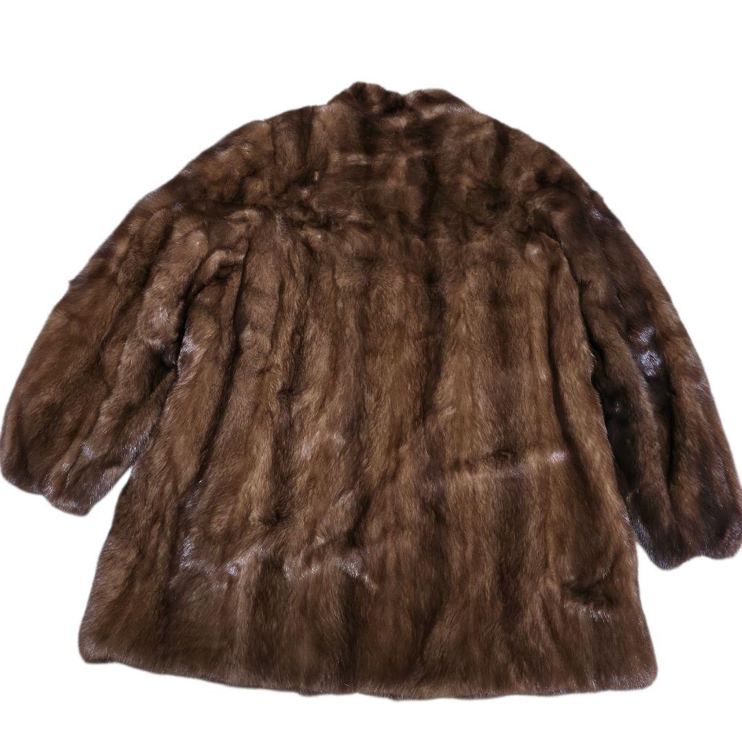 美品 デミバフミンク ファーコート 本毛皮 15 3L位 極太袖