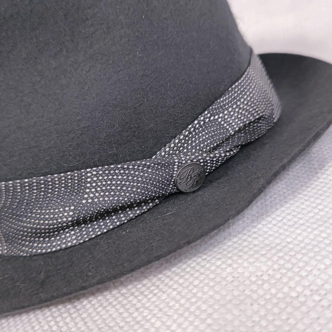 伊製ボルサリーノBorsalinoラビットファーフェルト中折れハット58グレー