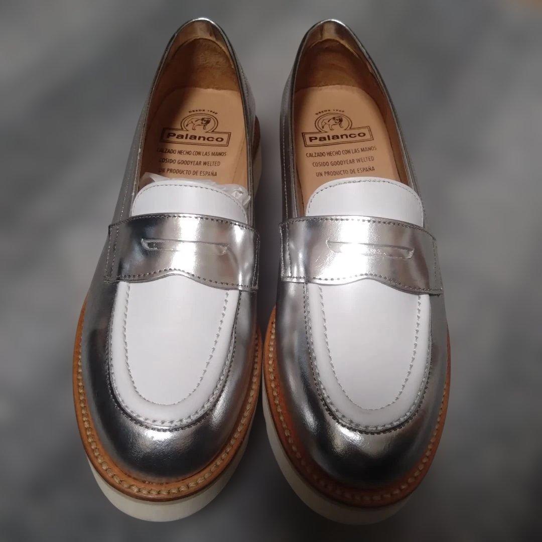 極美品 Palianco シルバー ホワイト ローファー サイズ38