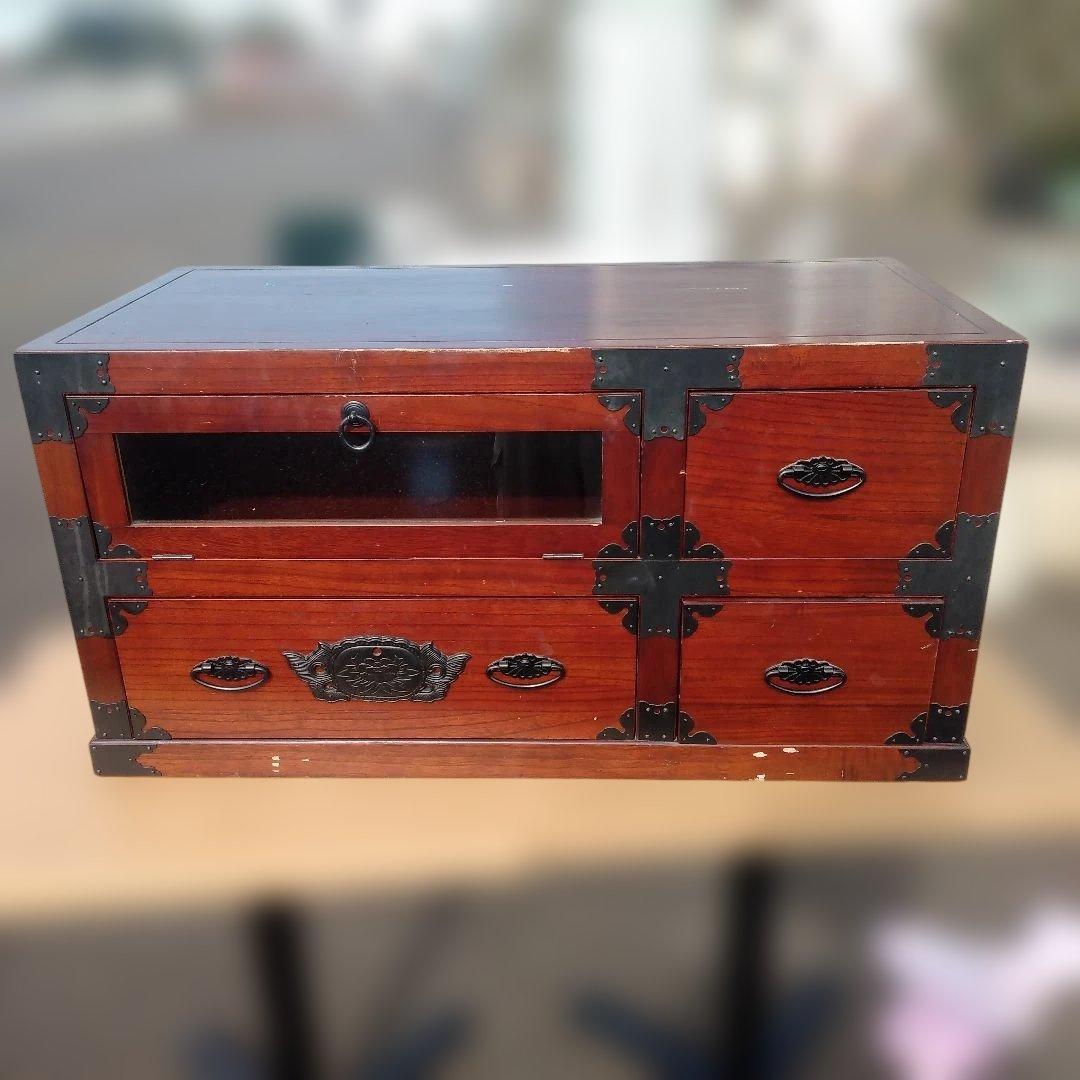 4983）民芸家具・時代箪笥風　和風のテレビ台　８８×４４ｃｍ、高さ４５ｃｍ