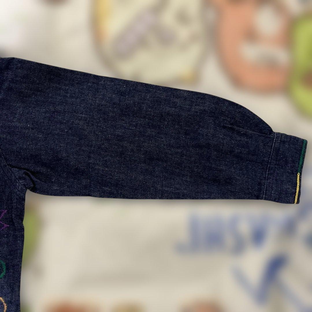 未使用タグ付ミキハウス 前後刺繍 ありデニムシャツ バッチ付 110