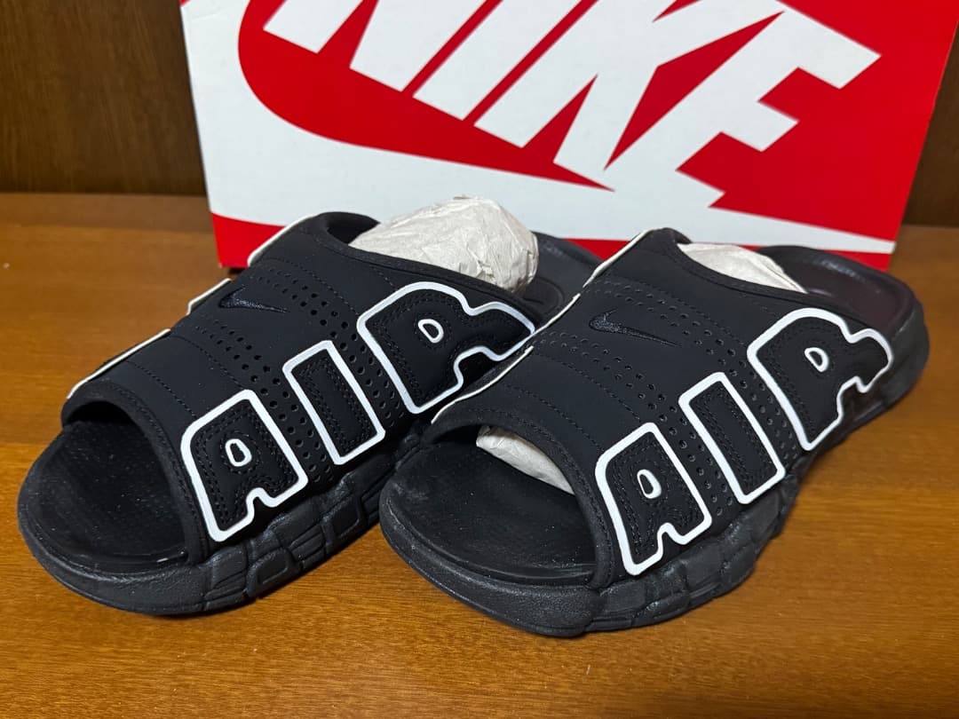 NIKE 26cm エア モア アップテンポ スライド ナイキ ブラック