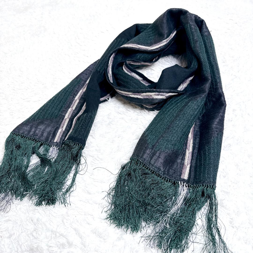 希少✨ DRIES VAN NOTEN シルク混 ストール ウール フリンジ