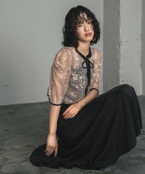 美品 GIRL ガール レースブラウス ワンピース ドレス M お呼ばれ 結婚式