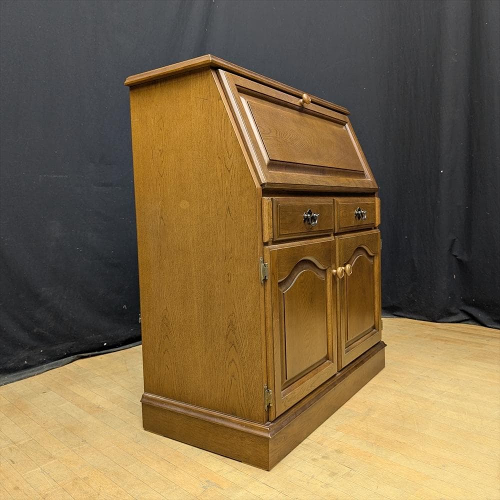 美品　カリモク　天然木　ライティングデスク　ライティングビューロー　デスク　B