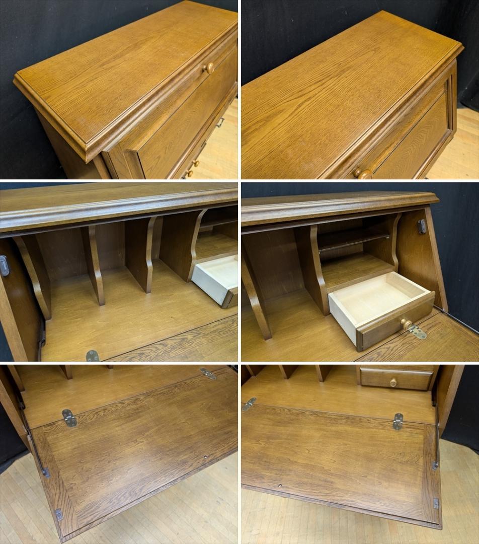 美品　カリモク　天然木　ライティングデスク　ライティングビューロー　デスク　B