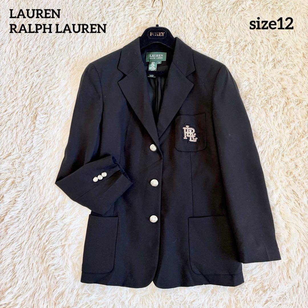 ローレンラルフローレン ブレザー 黒 銀ボタン エンブレム シングル 12
