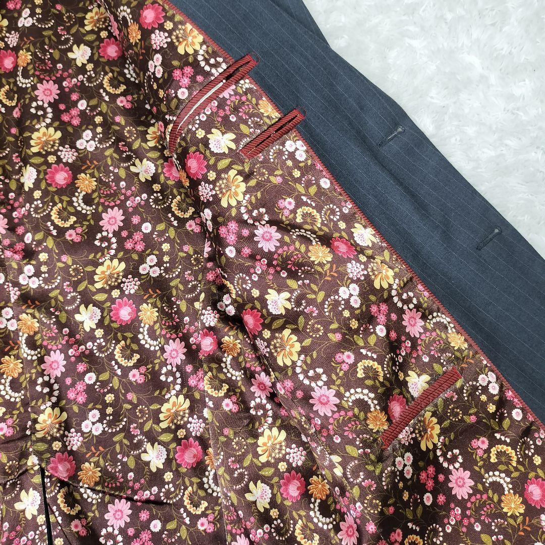 ポールスミス 花柄 ネイビーグレー ストライプ テーラードジャケット 派手