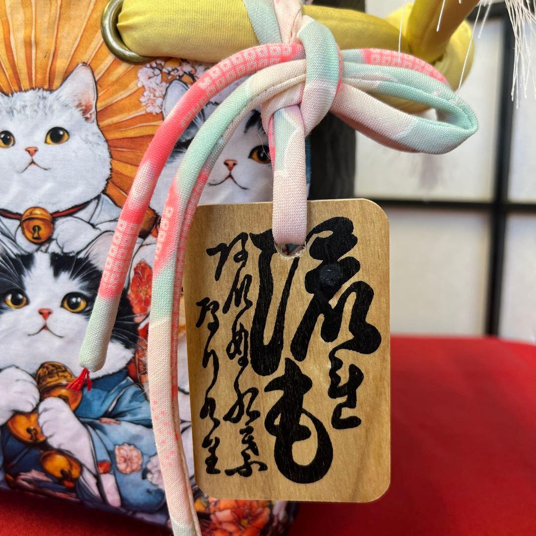 猫がいっぱい 一閑張り バッグ かごバッグ ハンドバッグ 和柄 猫 横長大きめ