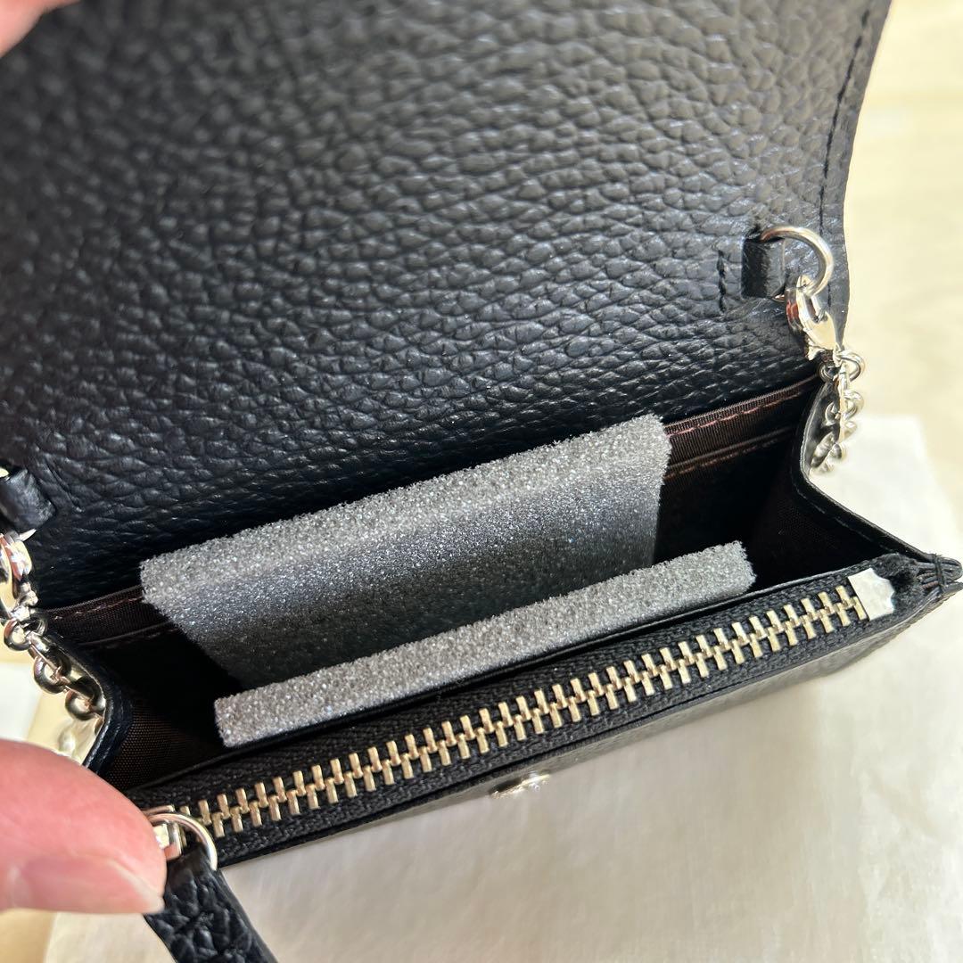 新品 russet チェーンミニウォレット 黒 レザー 財布 日本製