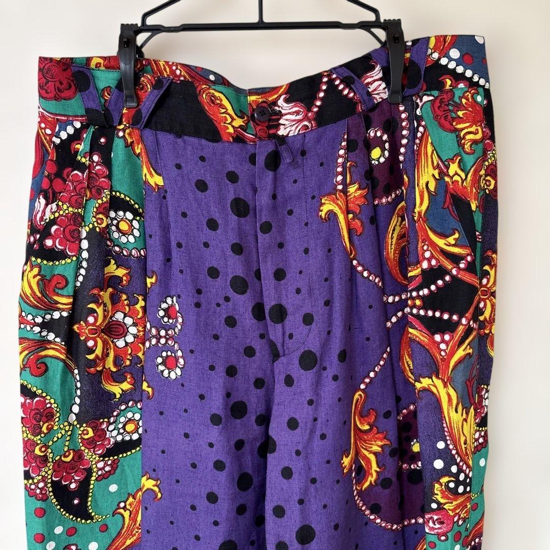 Gianni Versace 90s バロック柄 リネンパンツ 46