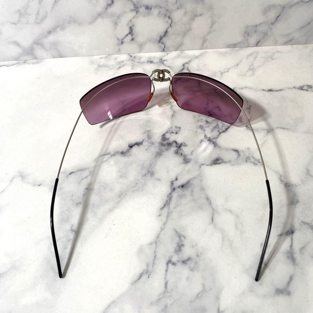 CHANEL シャネル　サングラス　リムレス　ココマーク　パープル　4032