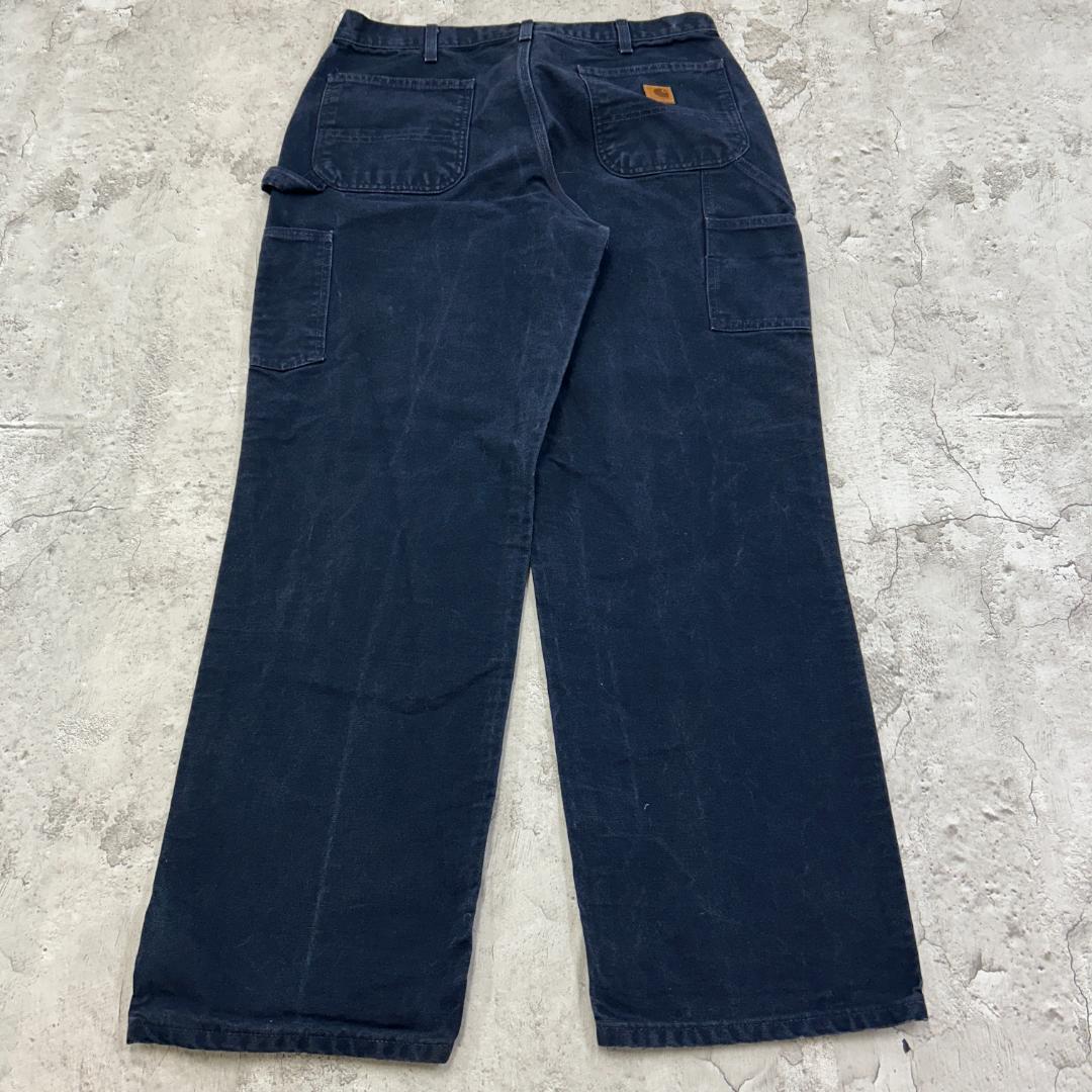 h*読様 カーハート　ダック　ペインターパンツ　ダンガリーフィット　古着　ネイビ