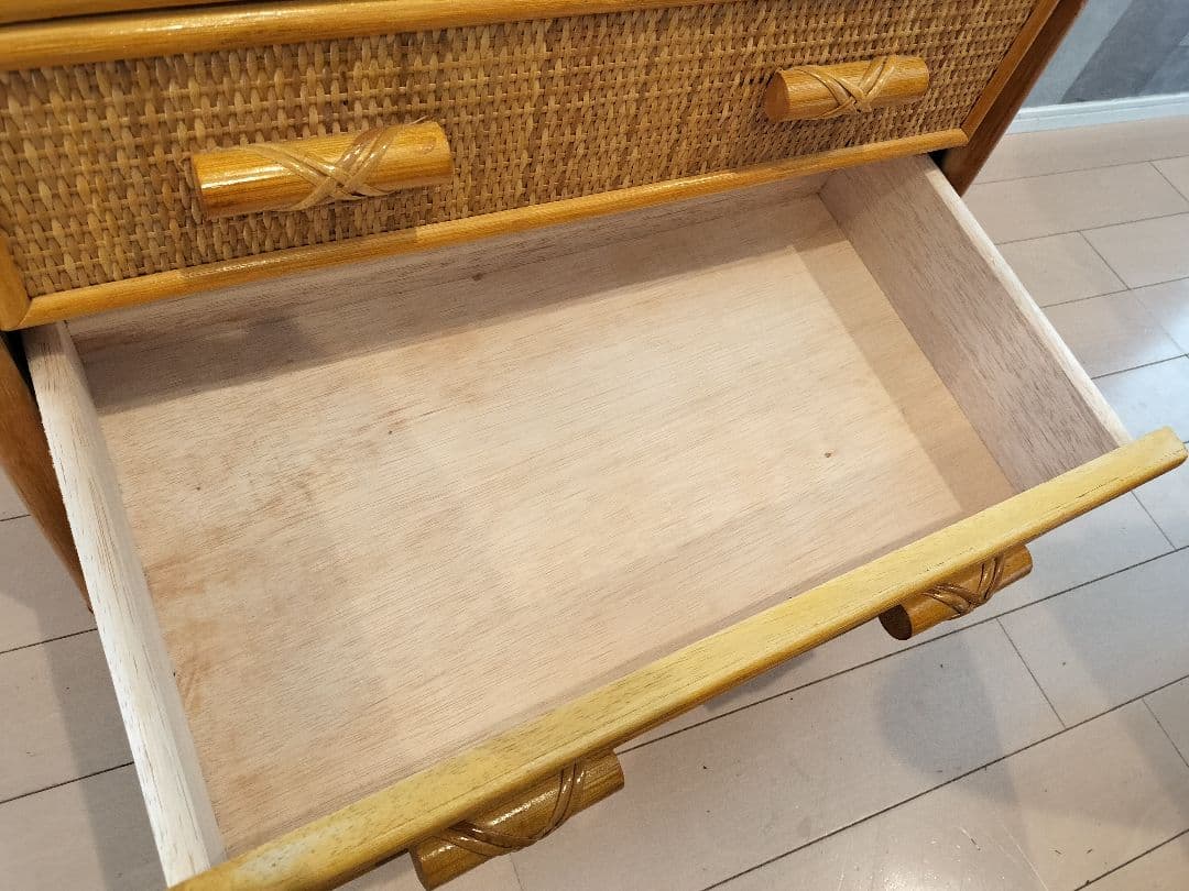 レトロ ラタン籐チェスト 家具 5段 タンス