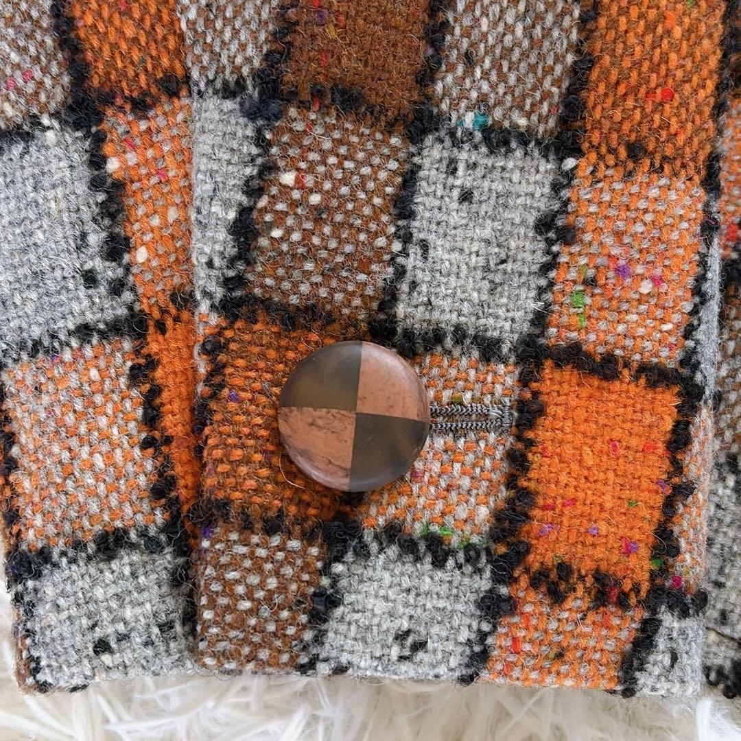 希少✨美品【イヴサンローラン】ツイードジャケット ブロックチェック オレンジM