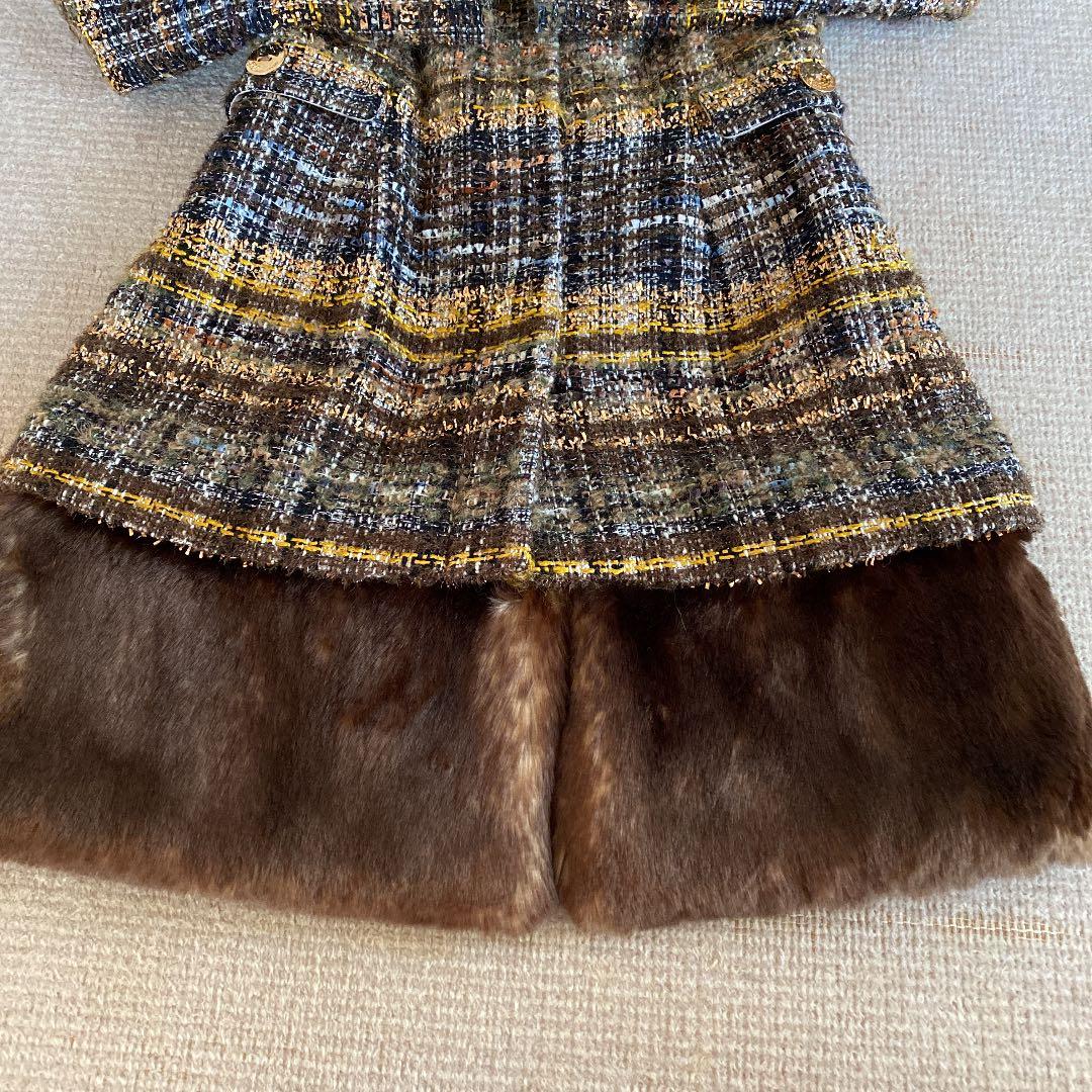 美品【Blumarine ブルマリン】ライナー付ゴールド茶系ジャケット　ファー付