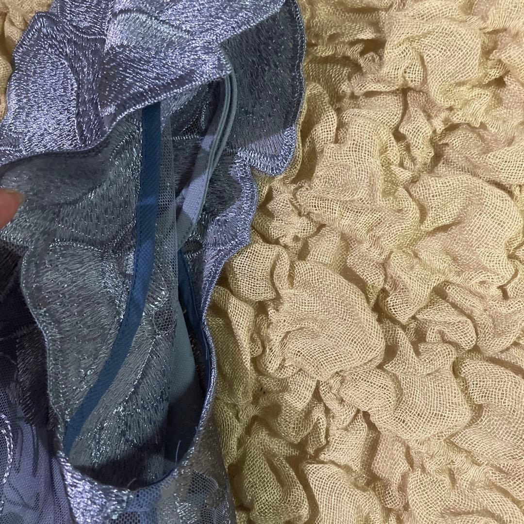 【美品】FRAY I.D エンブロイダリーシフォンコンビドレス　結婚式　水色