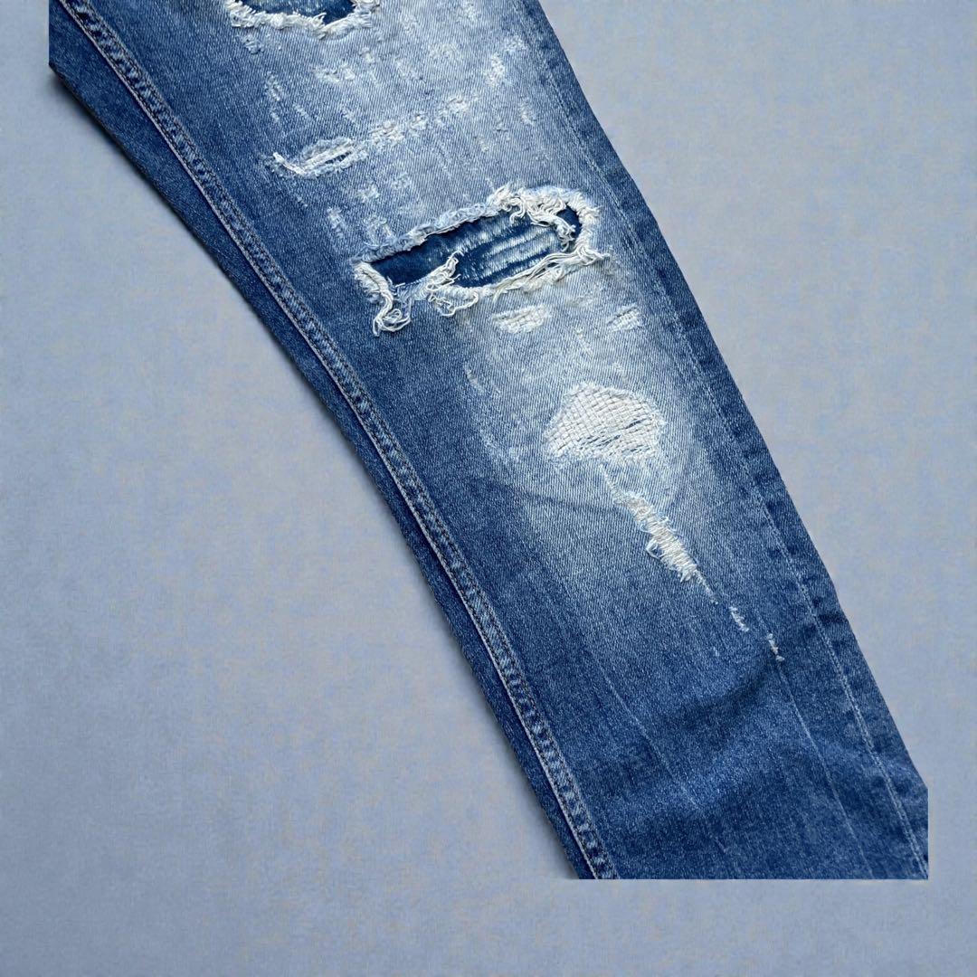 新品 DENHAM デンハム RAZORデストロイダメージスキニージョガーデニム