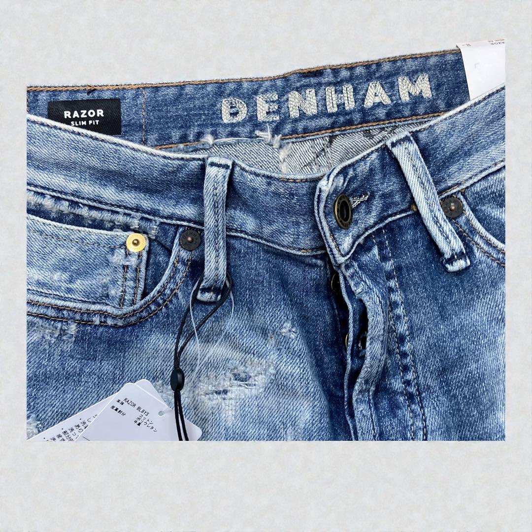 新品 DENHAM デンハム RAZORデストロイダメージスキニージョガーデニム