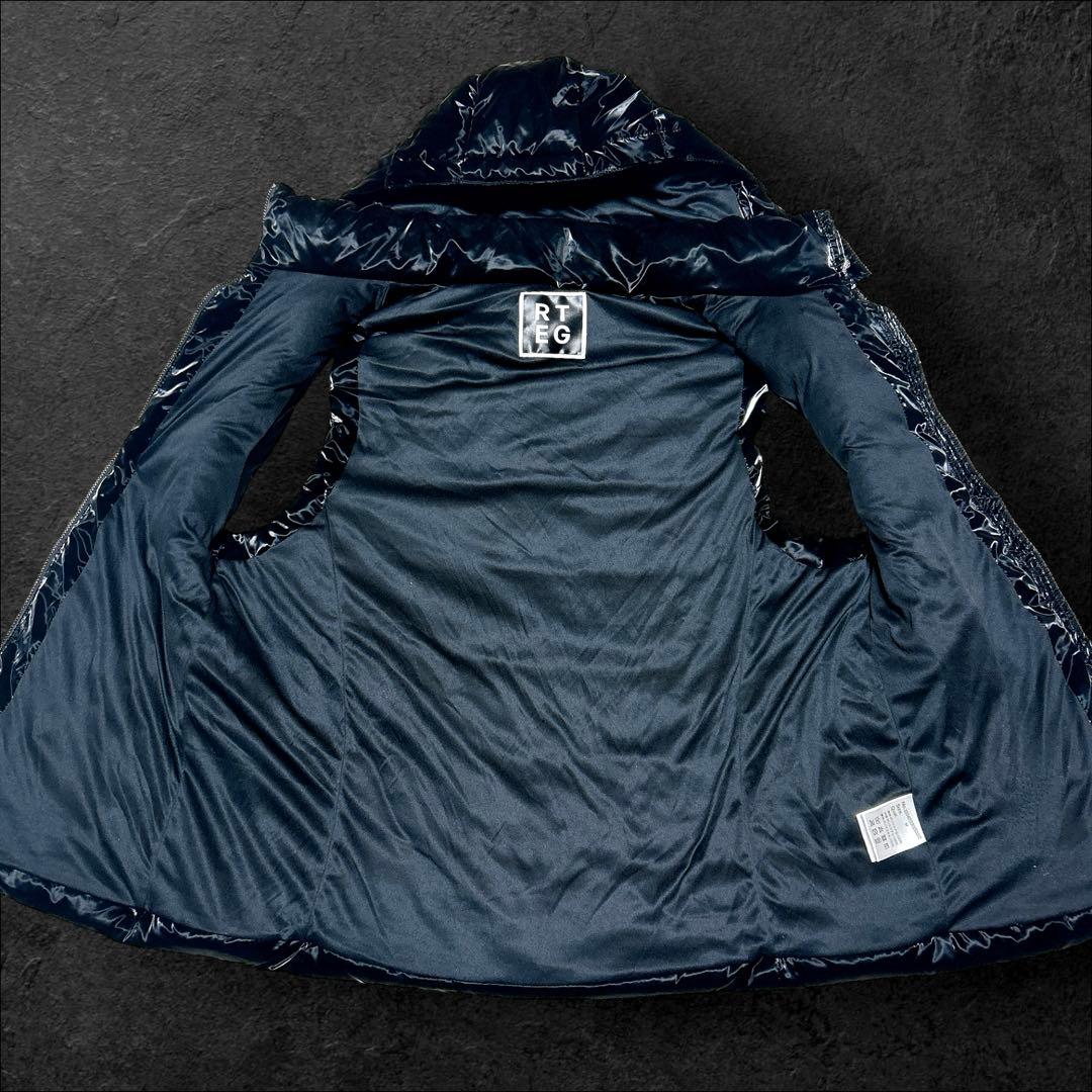 本日限定価格‼️adamsJUGGLER ダウンベスト 黒 光沢 人気 刺繍ロゴ