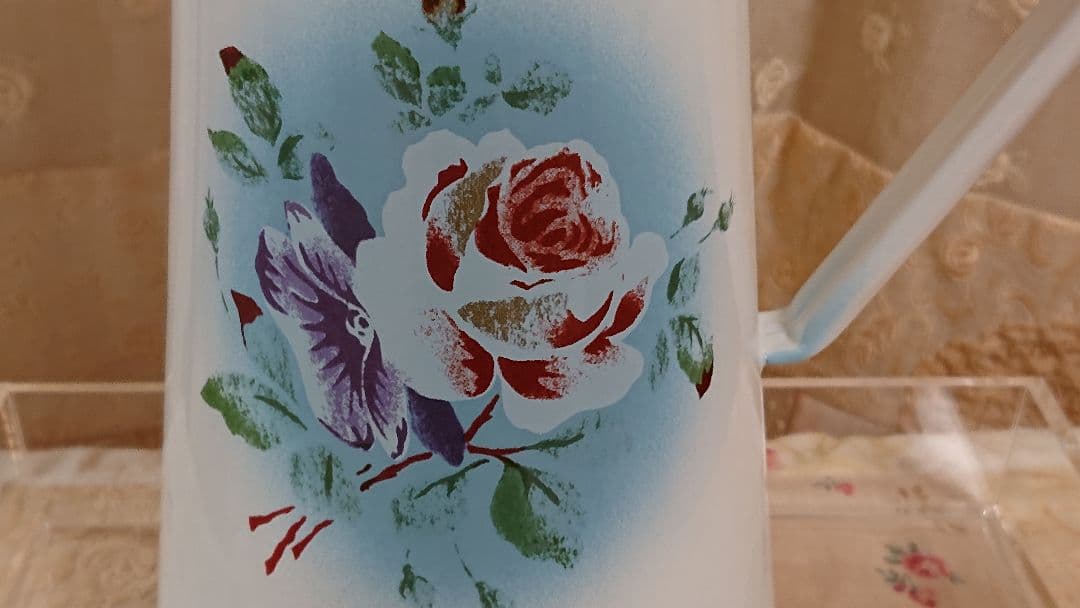 イマン プリンセスローズブルー ジャグ ポット 花柄 Imane ホーロー