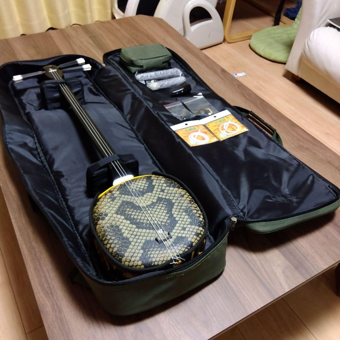 三線ケース ヘビ柄 黒/黄