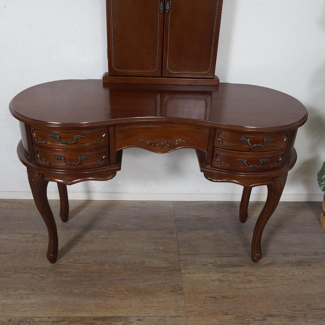 大人女子に【新品】マホガニー 猫脚ドレッサー 5杯引出しアウトレット