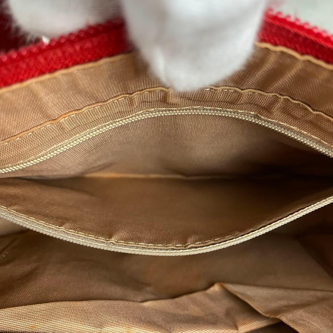 【定番人気】バーバリー ハンドバッグ キャンバス ノバチェック レッド チャーム