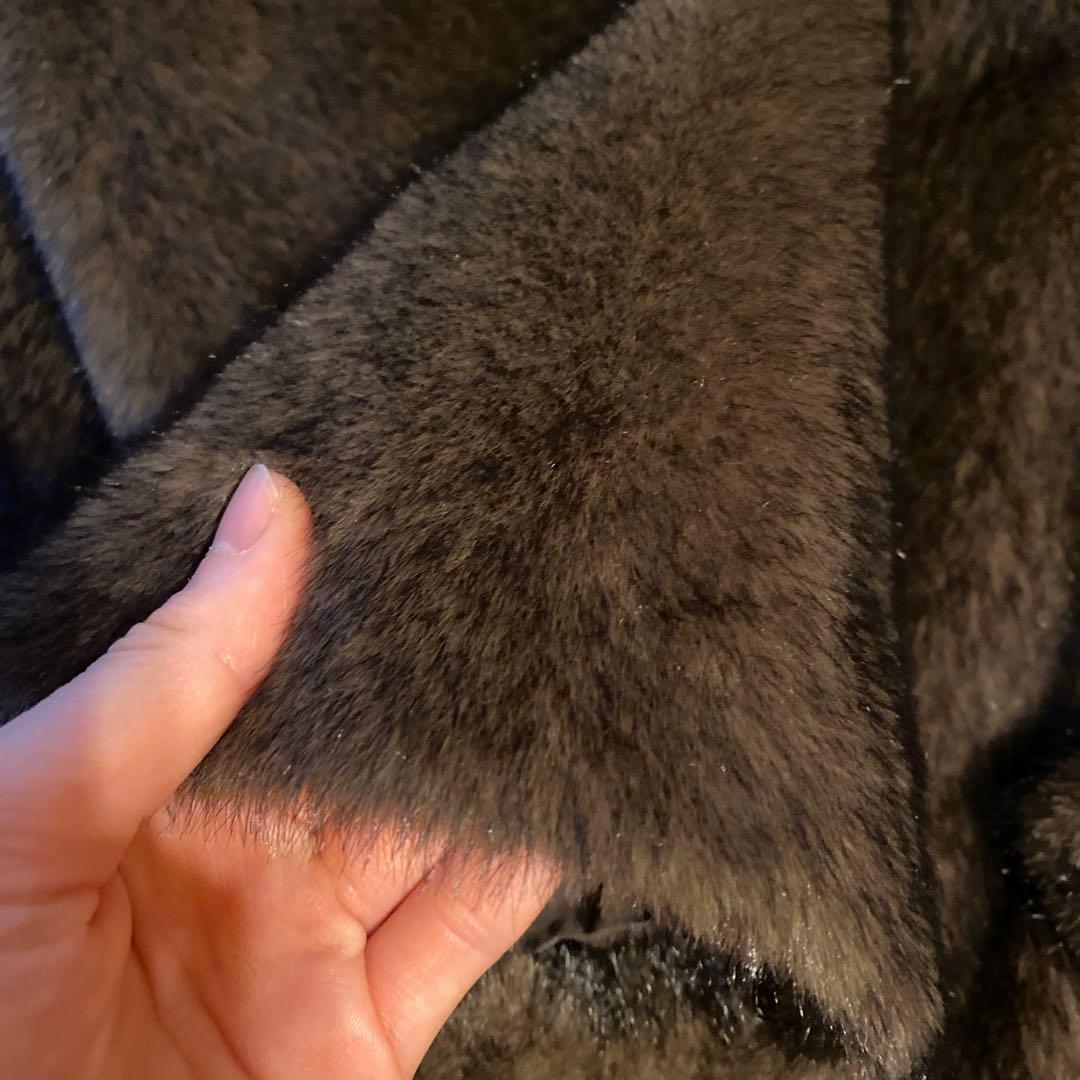 <EMMEL REFINES>フェイクファー ミディアム コート ダークブラウン