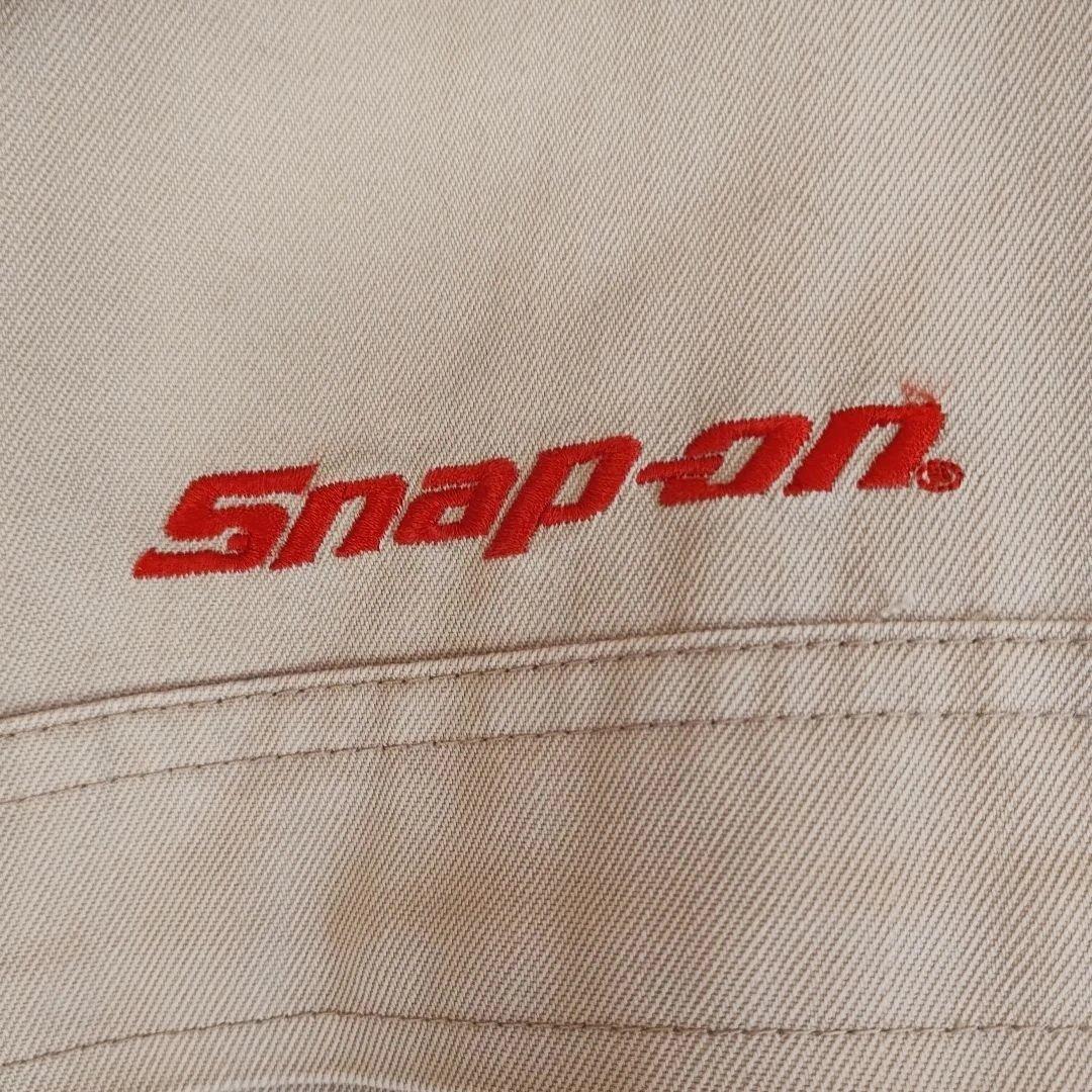 Snap-on ベージュオーバーオール　つなぎLL ⑤