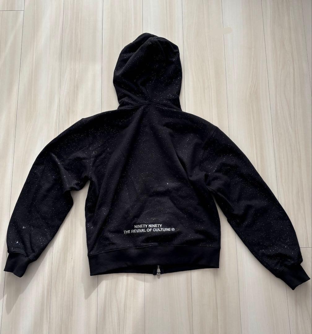 9090 キラキラ ブラック ジップパーカー
