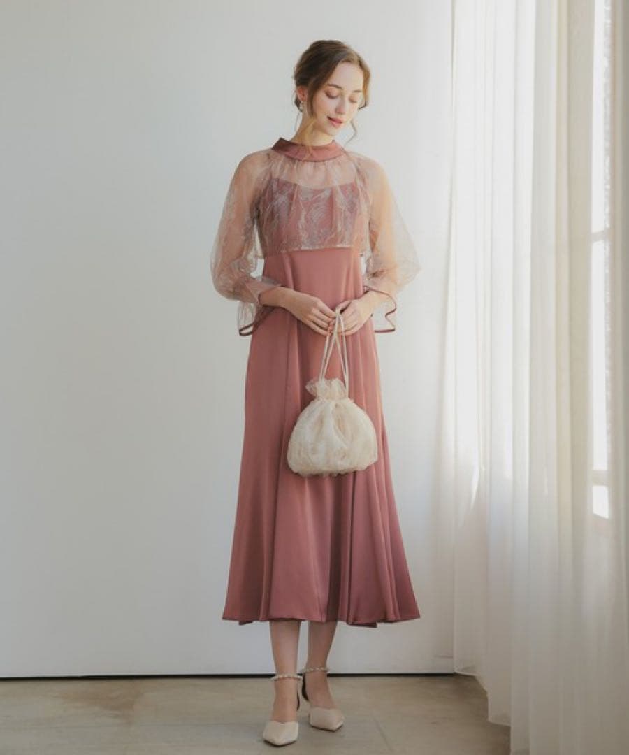 【美品】dorry doll ドリードール　リーフブラウスセットドレス　ピンク系