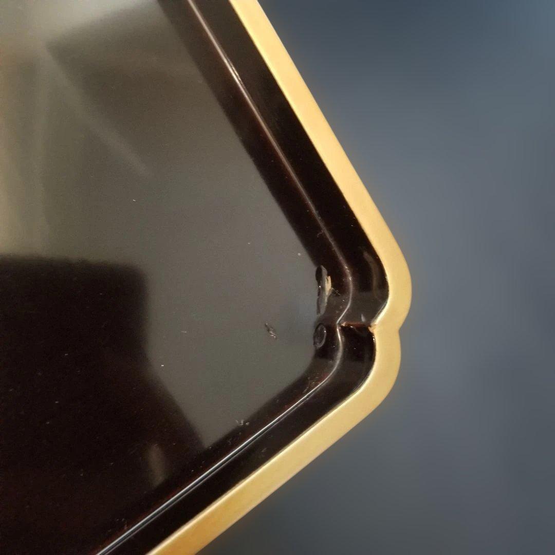 能登輪島塗　時代漆塗 膳 黒地 萩金蒔絵金　漆器　お膳　2客