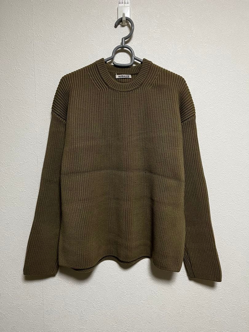 AURALEE オリーブ リブ編みセーター