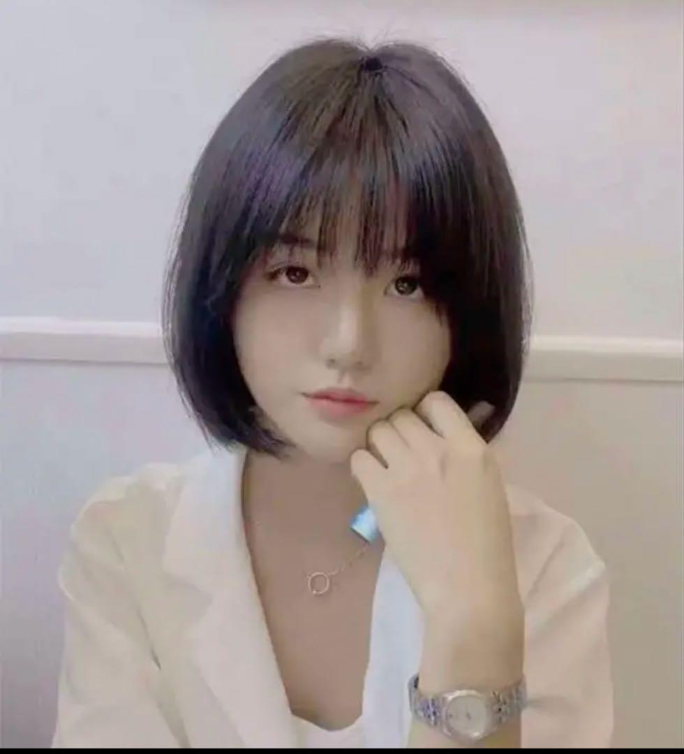 人毛100％☆可愛い ボブ 空気感前髪 ウィッグ かつら GK33