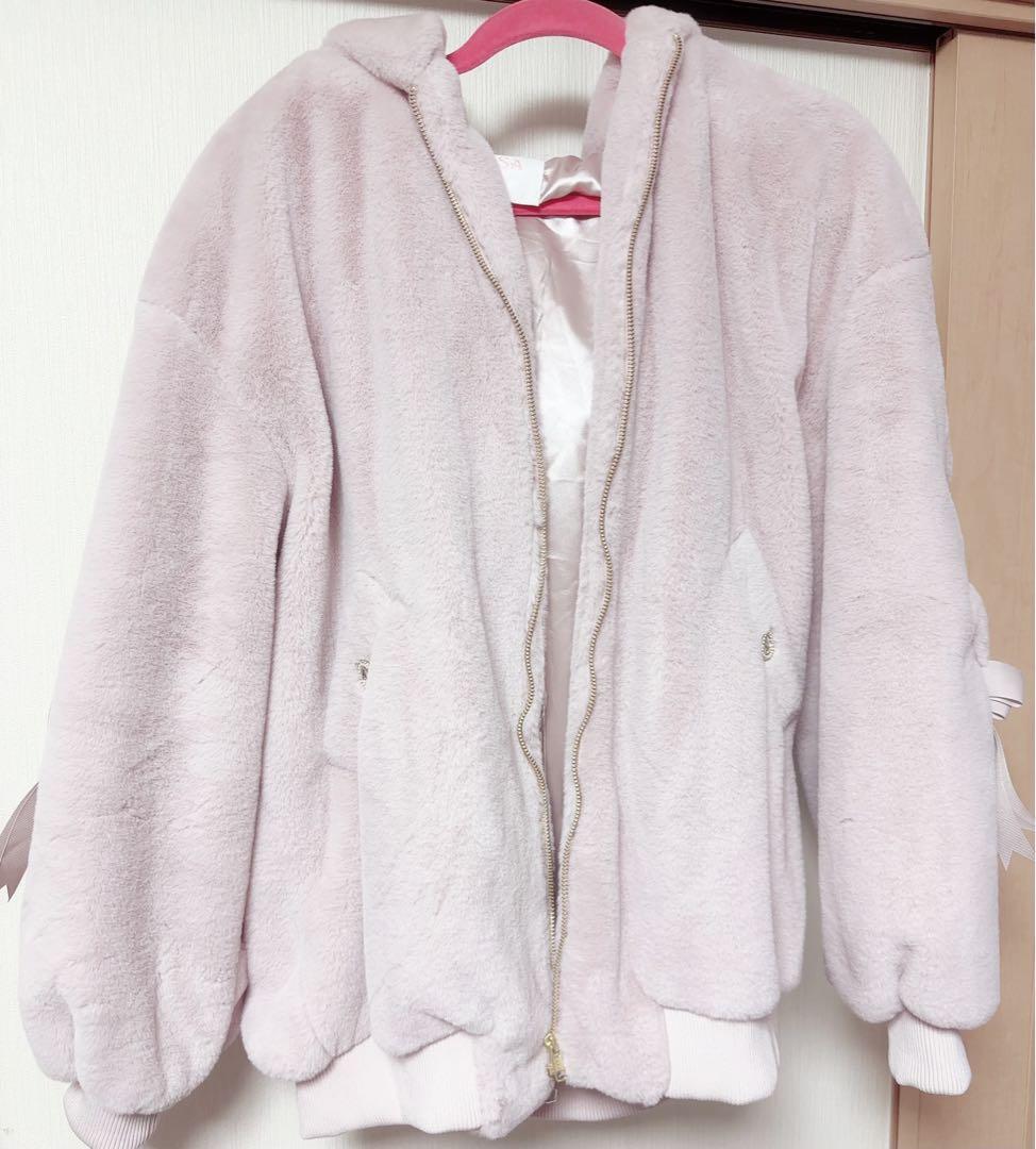 ♡LIZLISA リボンうさみみファーブルゾン ピンク ♡