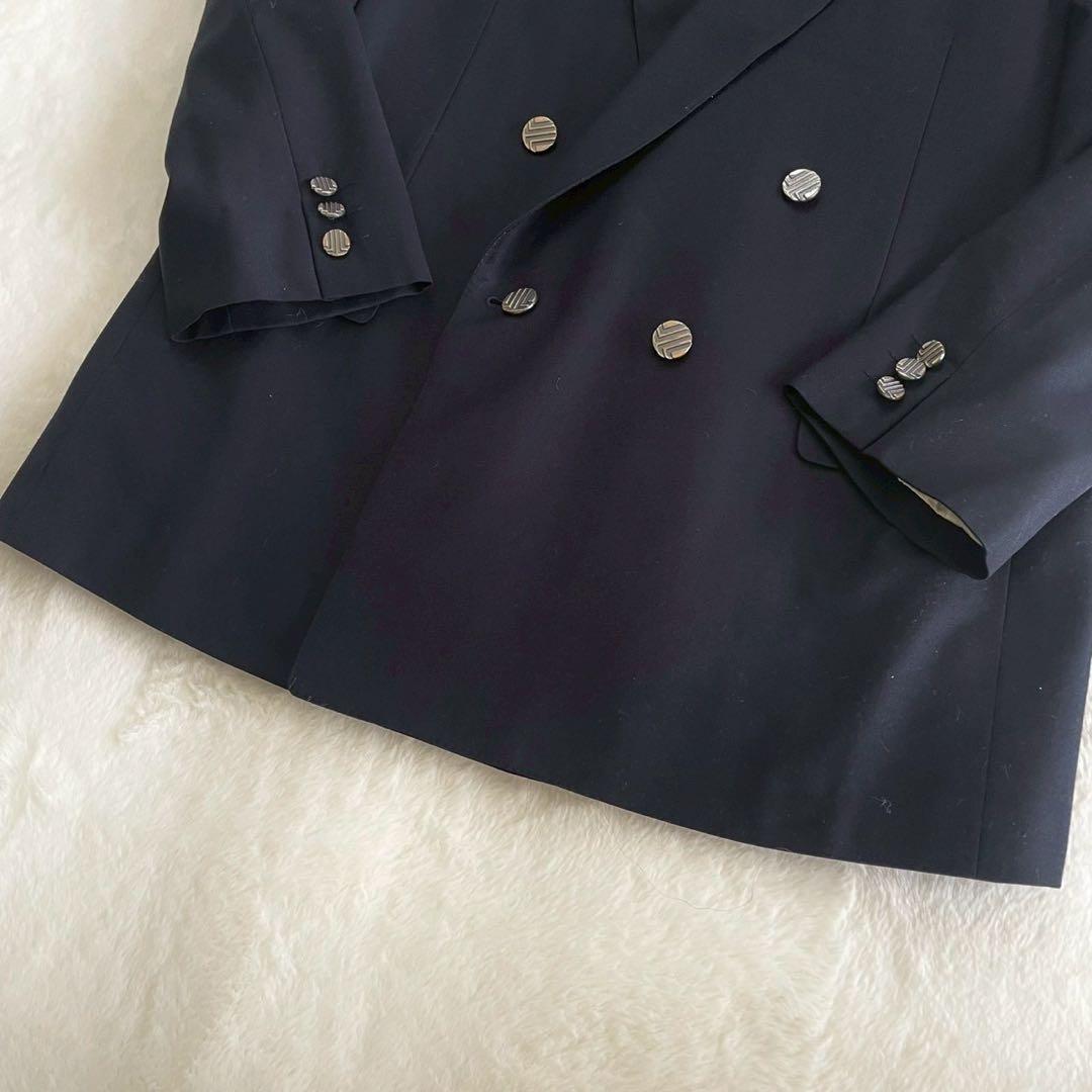 LANVIN PARIS スーツ セットアップ 銀ボタン ロゴ ダブル 裏地柄