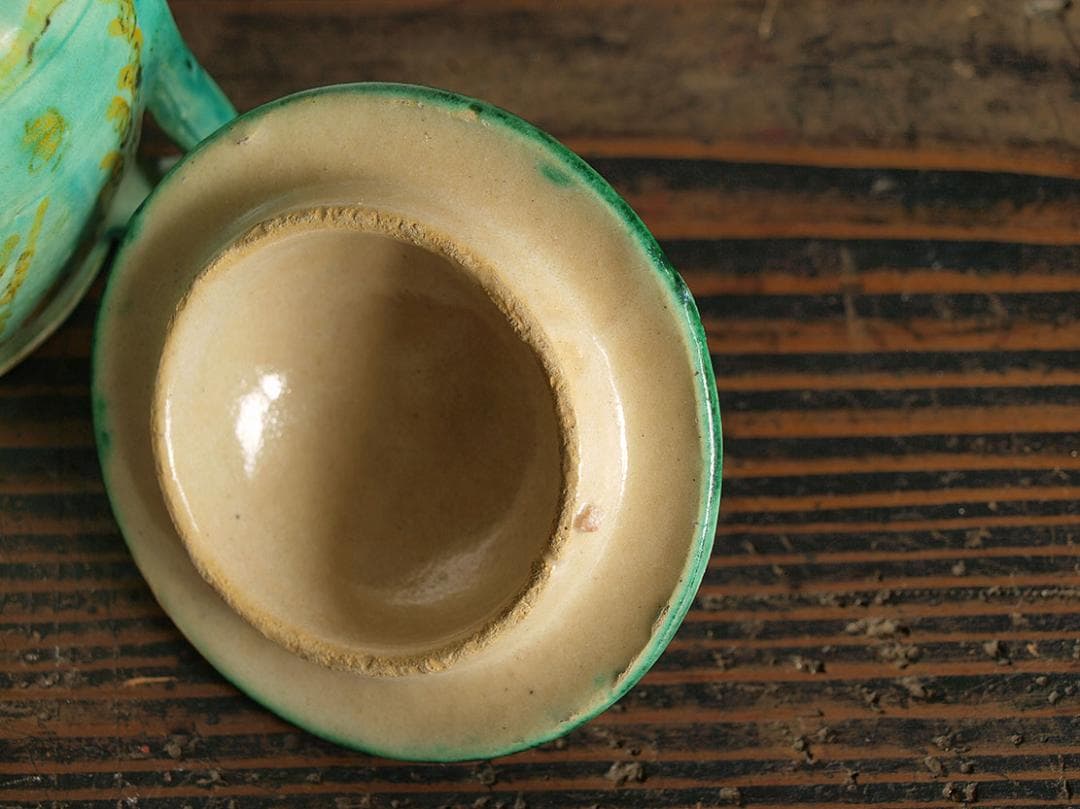 ウサギの模様の陶器のポット タラベラ カップ 古陶 ジャムポット/J663