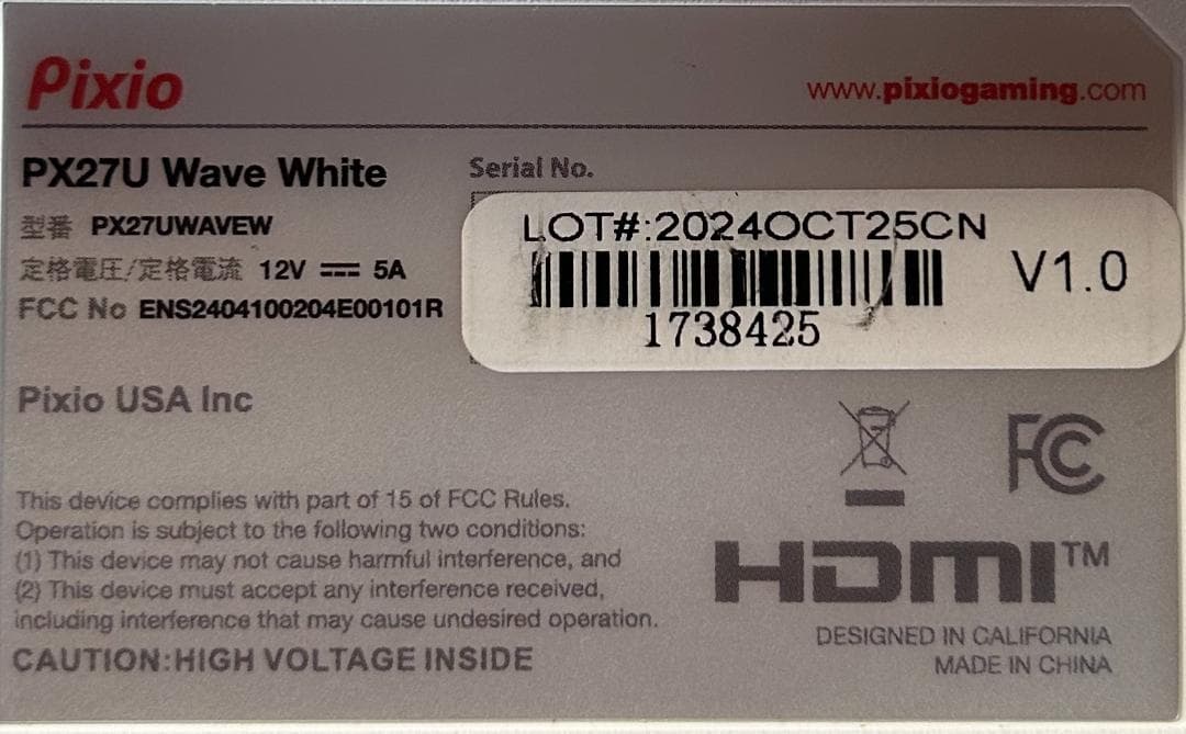 ディスプレイ・モニター本体 PIXIO PX27U PX27UWAVEW