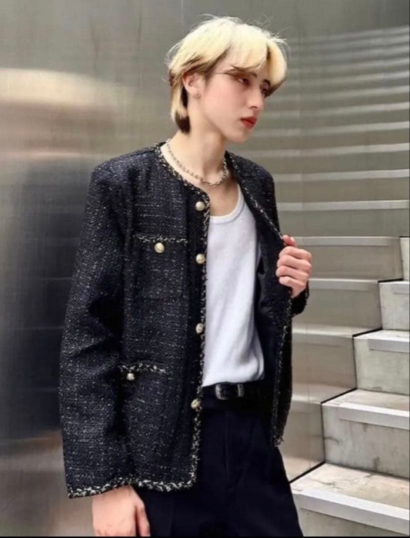 ALUDE ツイードジャケット black gord tweed jacket