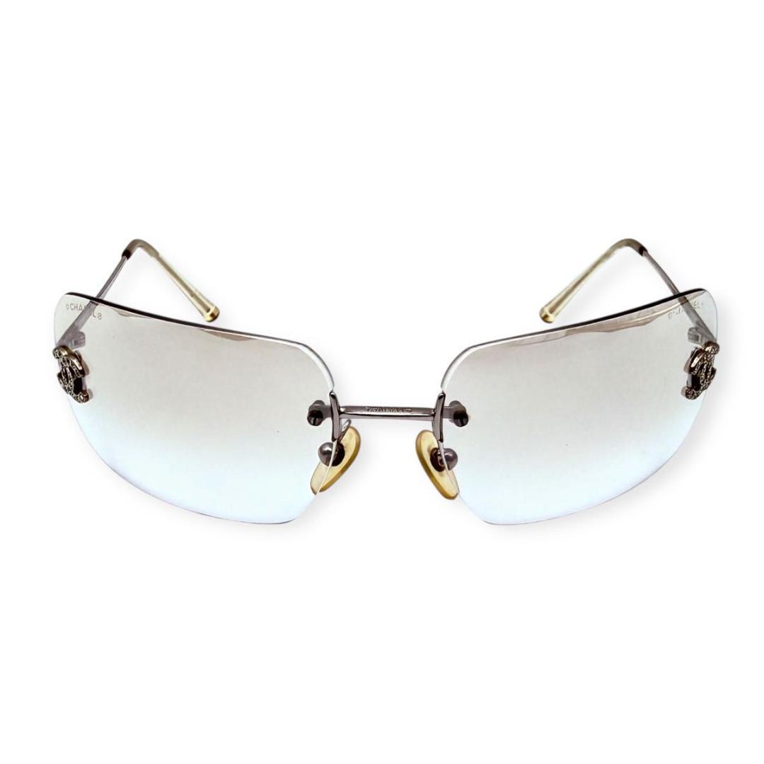 【良品】CHANEL シャネル　リムレス　サングラス　ココマーク　ラインストーン