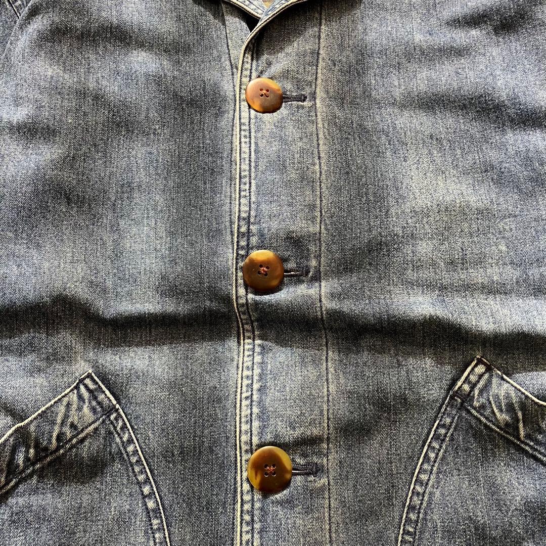 古着 メンズ LANDS'END デニムカバーオール 裏地付き 襟コーデュロイ