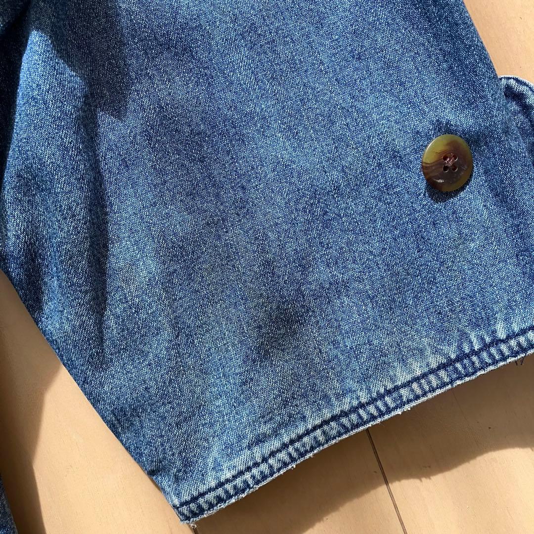 古着 メンズ LANDS'END デニムカバーオール 裏地付き 襟コーデュロイ