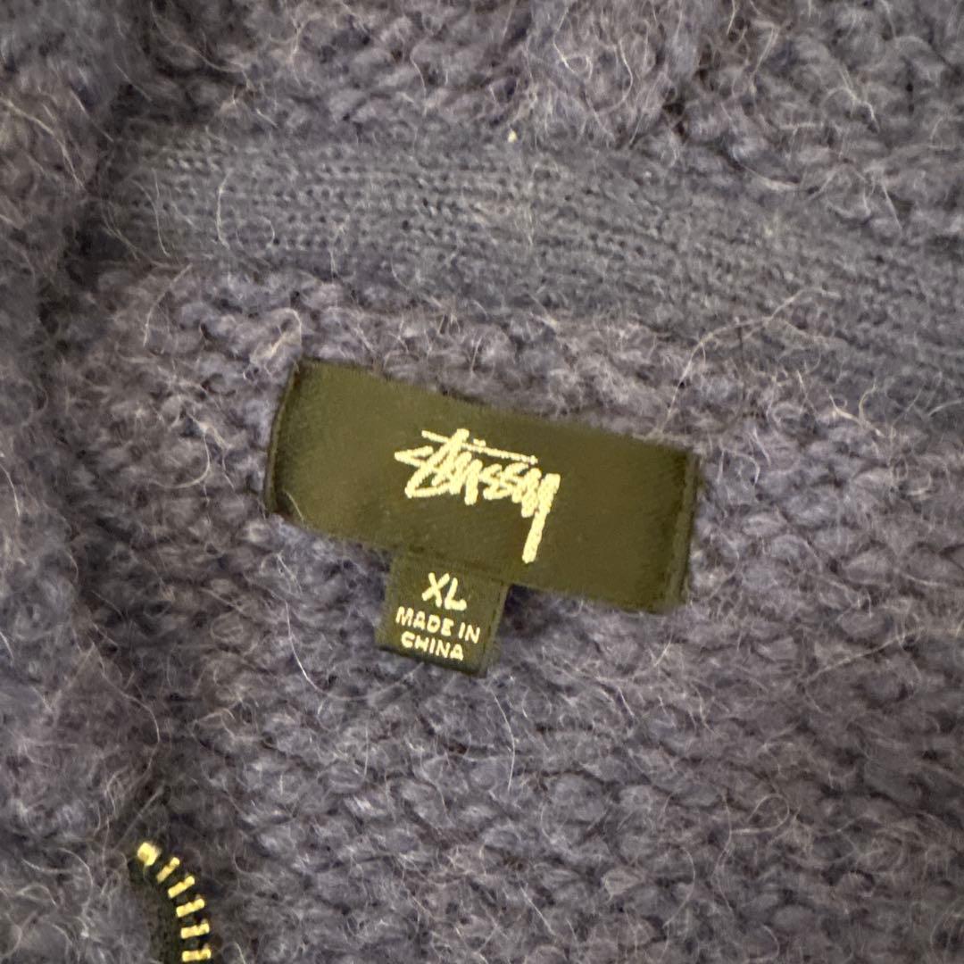 トップス STUSSY CHUNKY KNIT ZIP HOODIE XL