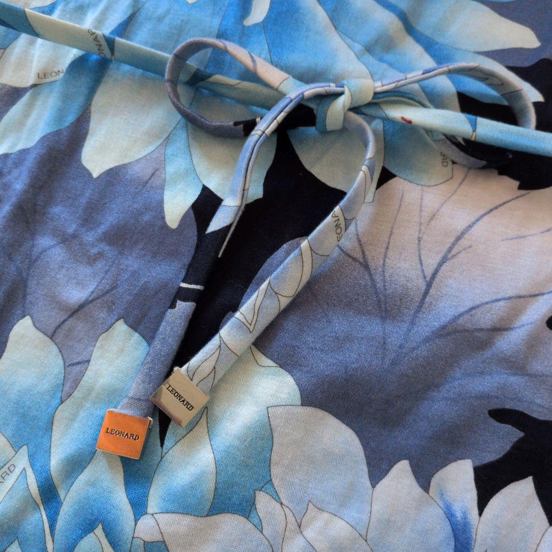 超*離様 Leonard 青黒花柄 半袖ワンピース L