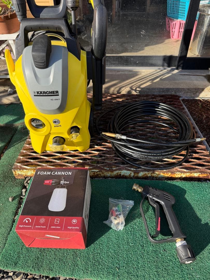 ケルヒャーKARCHER K3サイレント　高圧洗浄機　洗車フルセット　50hz